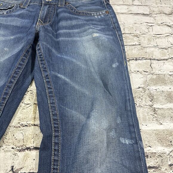 True Religion Jeans Mens 33x33 Blue Ricky Relaxed Straight Light Wash Denim - Picture 3 of 16